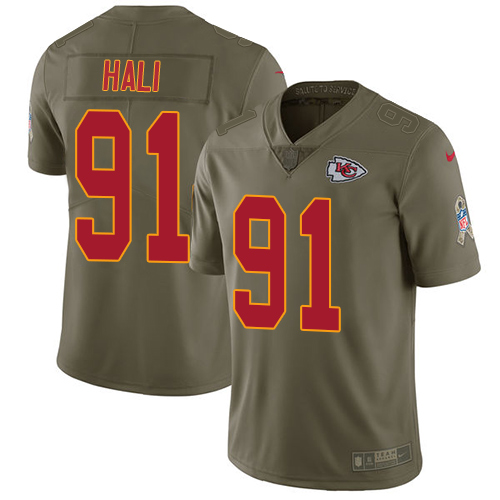 Nike Chiefs #91 Tamba Hali Olive Men's Stitched NFL Limited Salute to Service Jersey - Click Image to Close